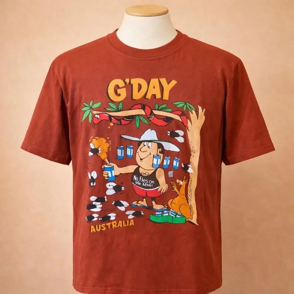 Vintage G’Day Australia Kanga Rude Short Sleeve Graphic Shirt Medium